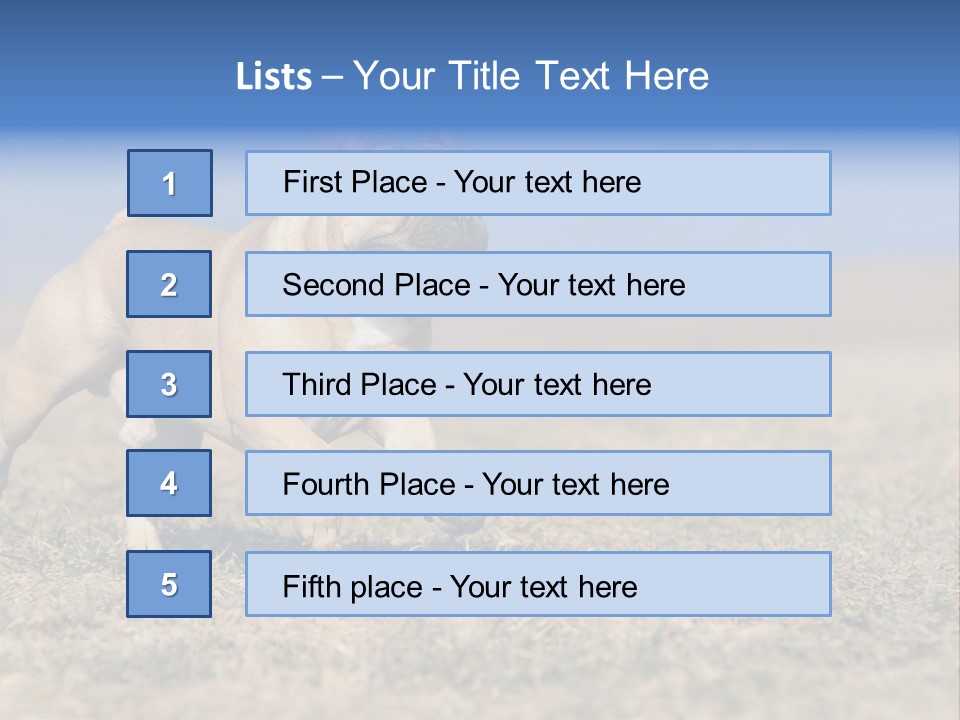 A Brown Dog Running Across A Field With A Blue Sign PowerPoint Template