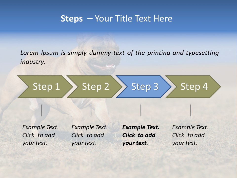 A Brown Dog Running Across A Field With A Blue Sign PowerPoint Template