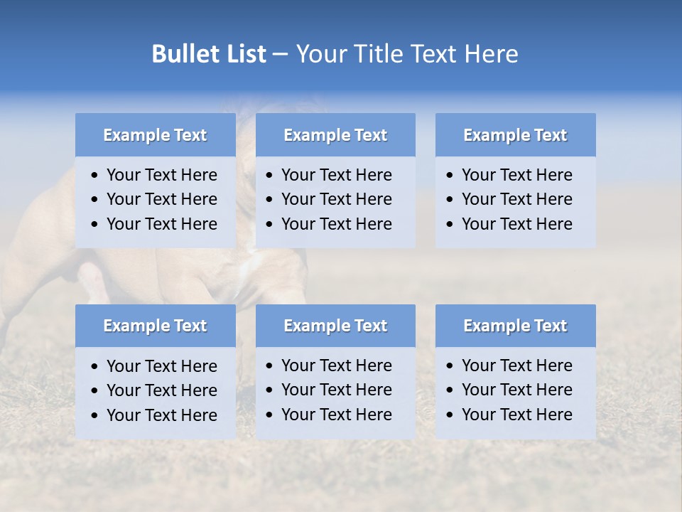 A Brown Dog Running Across A Field With A Blue Sign PowerPoint Template