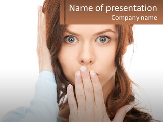 A Woman Covering Her Mouth With Her Hands PowerPoint Template