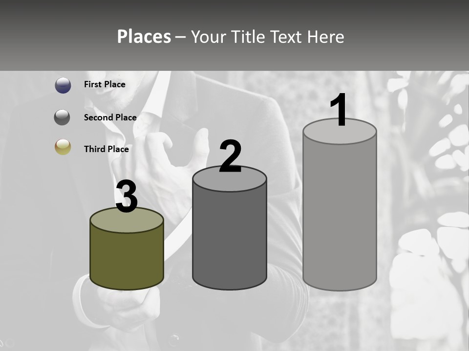 A Man In A Suit Is Holding A Pair Of Scissors PowerPoint Template