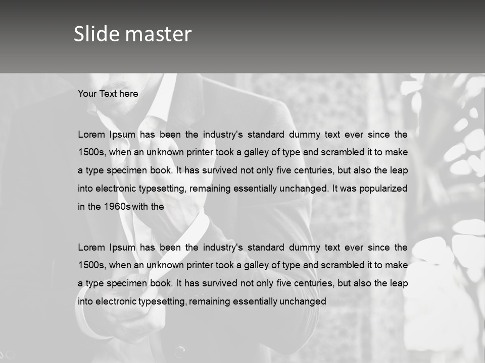 A Man In A Suit Is Holding A Pair Of Scissors PowerPoint Template