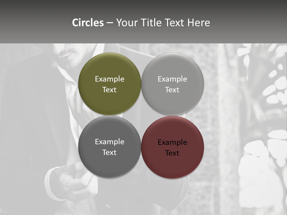 A Man In A Suit Is Holding A Pair Of Scissors PowerPoint Template