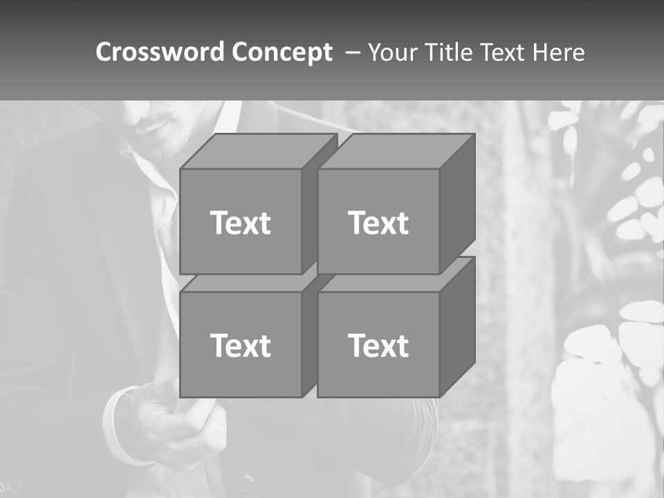 A Man In A Suit Is Holding A Pair Of Scissors PowerPoint Template