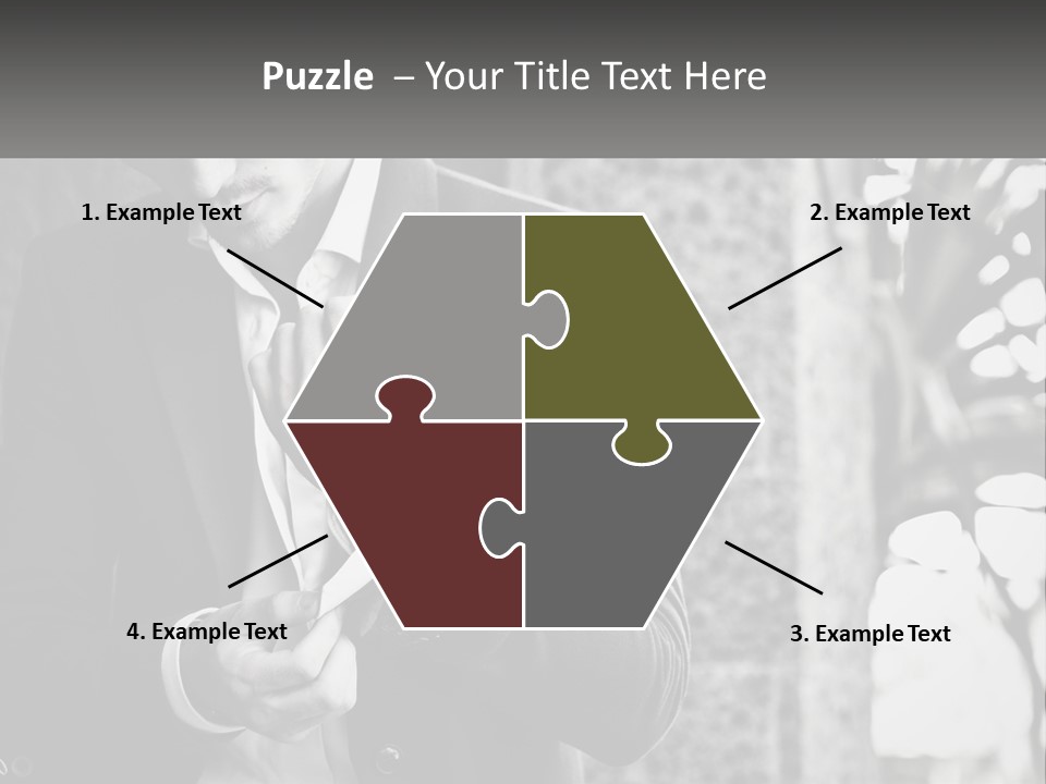 A Man In A Suit Is Holding A Pair Of Scissors PowerPoint Template