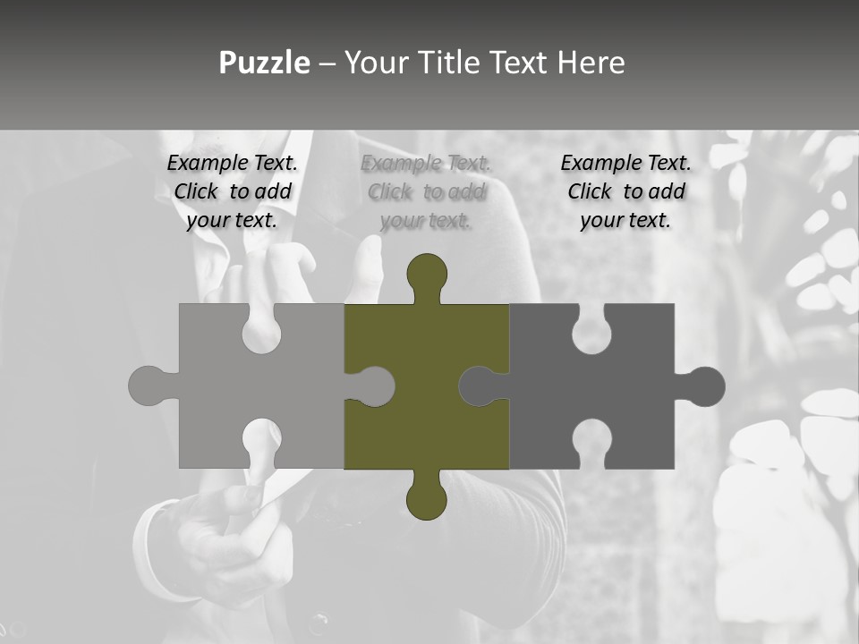 A Man In A Suit Is Holding A Pair Of Scissors PowerPoint Template