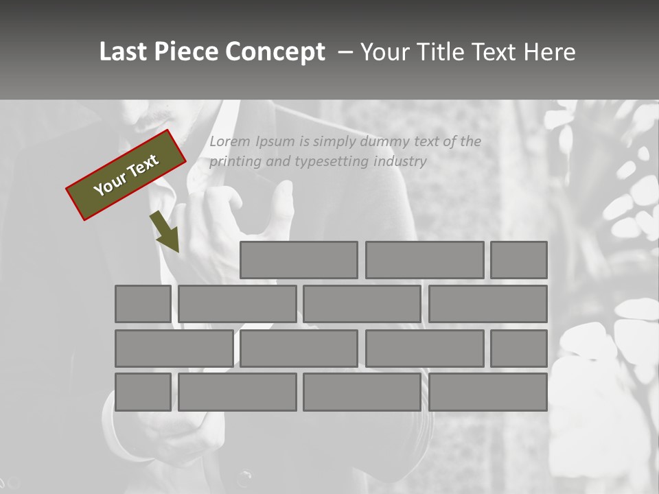 A Man In A Suit Is Holding A Pair Of Scissors PowerPoint Template