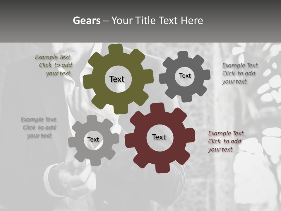 A Man In A Suit Is Holding A Pair Of Scissors PowerPoint Template