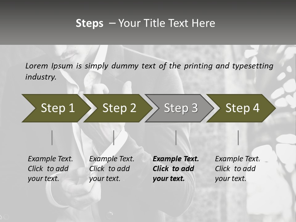 A Man In A Suit Is Holding A Pair Of Scissors PowerPoint Template