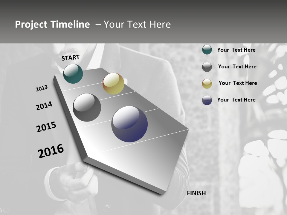 A Man In A Suit Is Holding A Pair Of Scissors PowerPoint Template