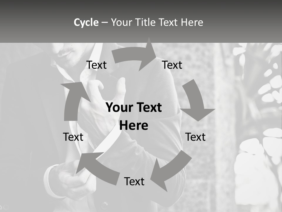 A Man In A Suit Is Holding A Pair Of Scissors PowerPoint Template