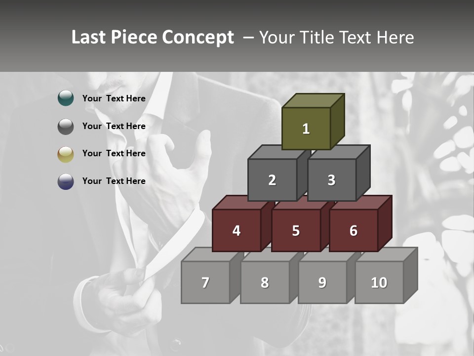 A Man In A Suit Is Holding A Pair Of Scissors PowerPoint Template