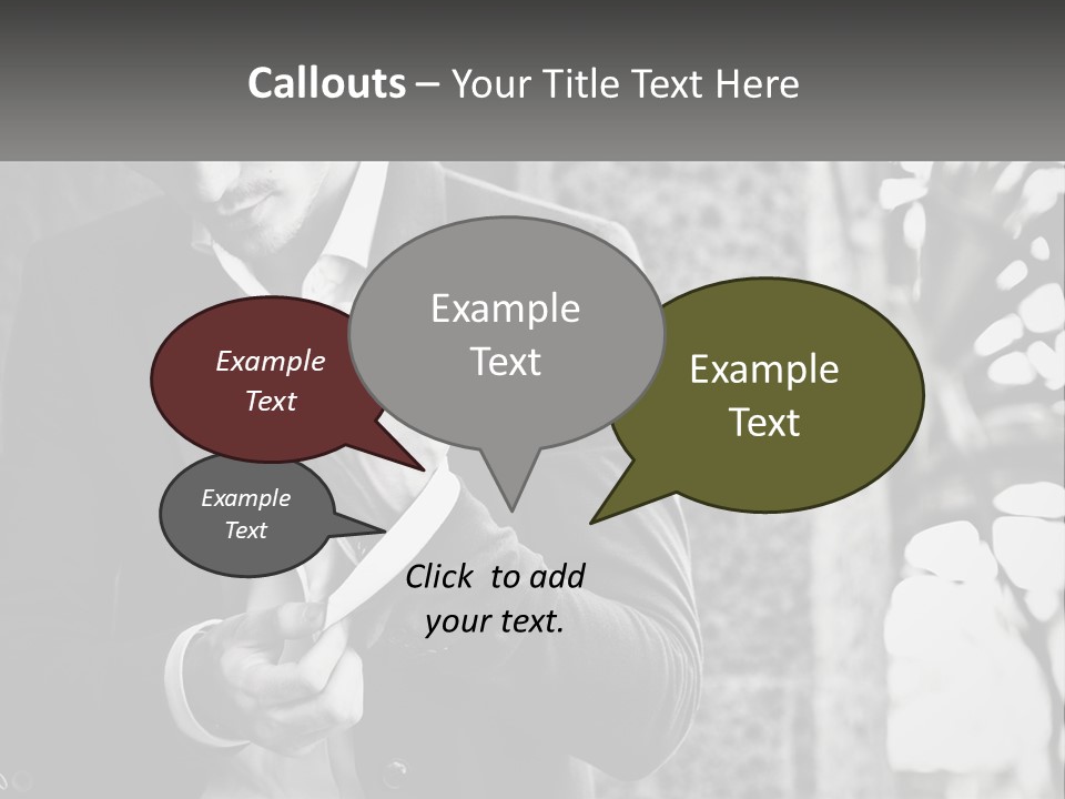 A Man In A Suit Is Holding A Pair Of Scissors PowerPoint Template