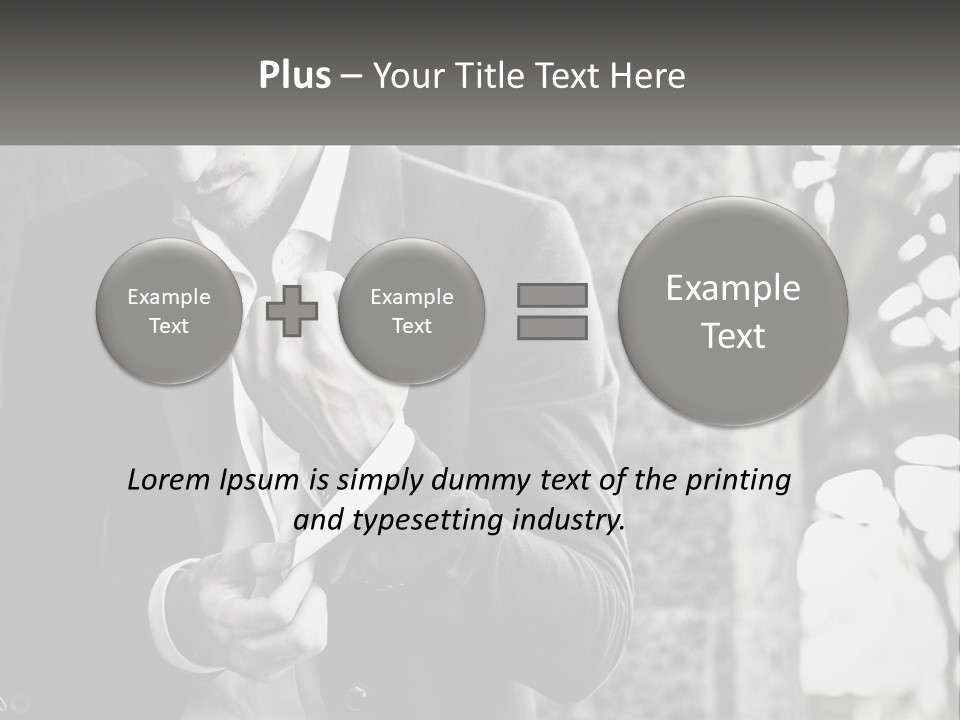 A Man In A Suit Is Holding A Pair Of Scissors PowerPoint Template