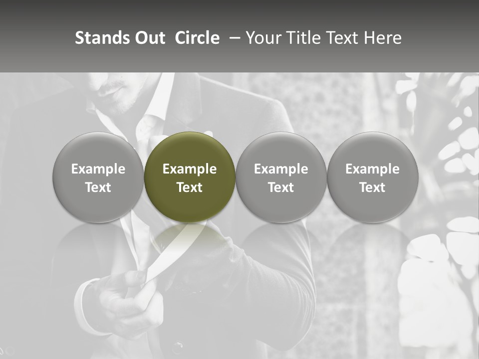A Man In A Suit Is Holding A Pair Of Scissors PowerPoint Template