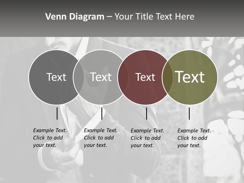 A Man In A Suit Is Holding A Pair Of Scissors PowerPoint Template