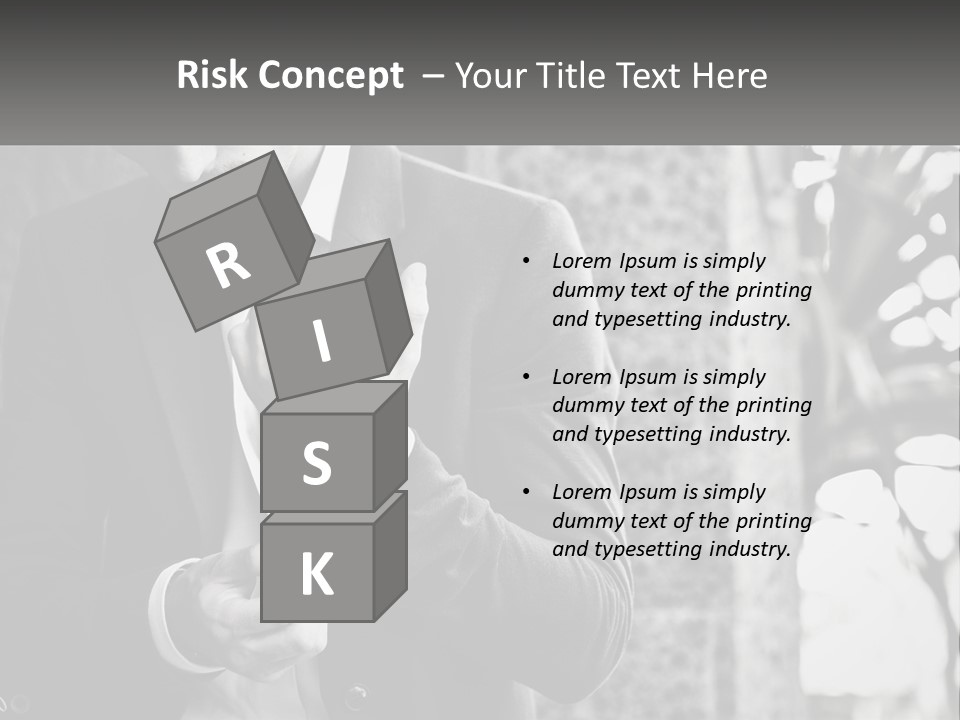 A Man In A Suit Is Holding A Pair Of Scissors PowerPoint Template