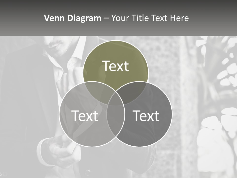 A Man In A Suit Is Holding A Pair Of Scissors PowerPoint Template