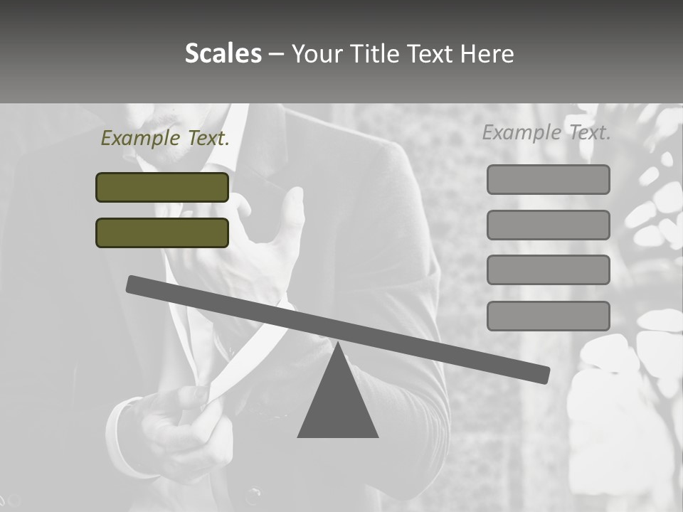 A Man In A Suit Is Holding A Pair Of Scissors PowerPoint Template