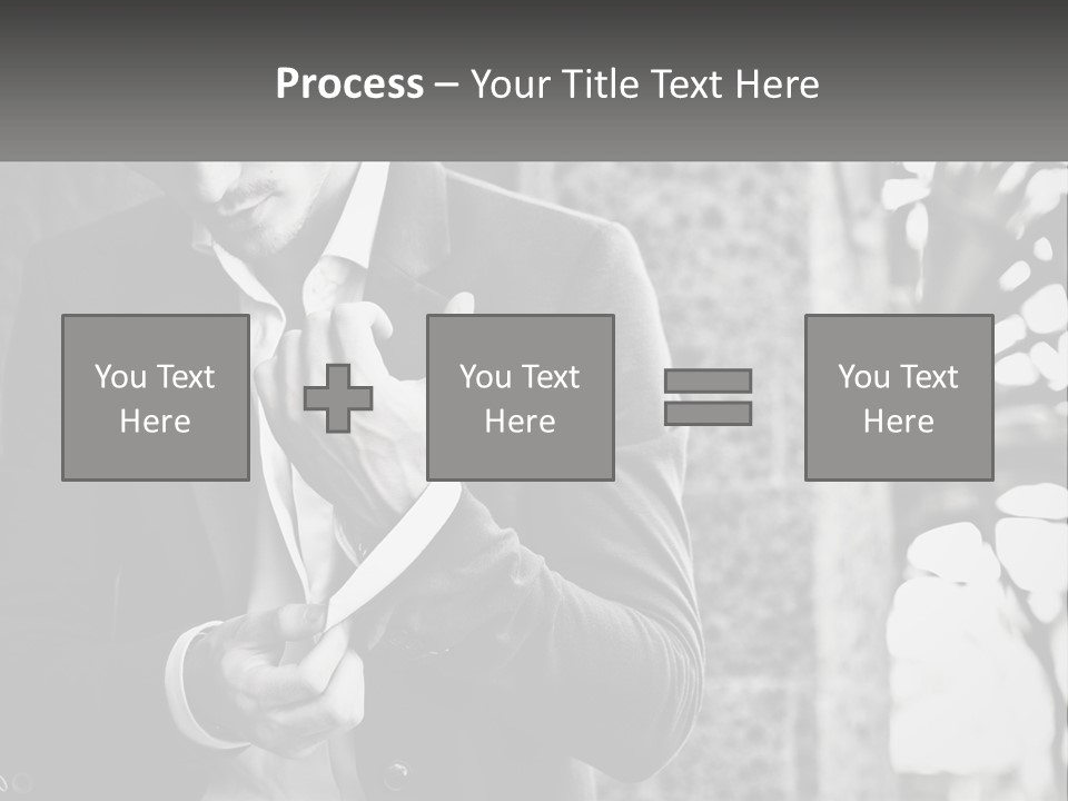 A Man In A Suit Is Holding A Pair Of Scissors PowerPoint Template
