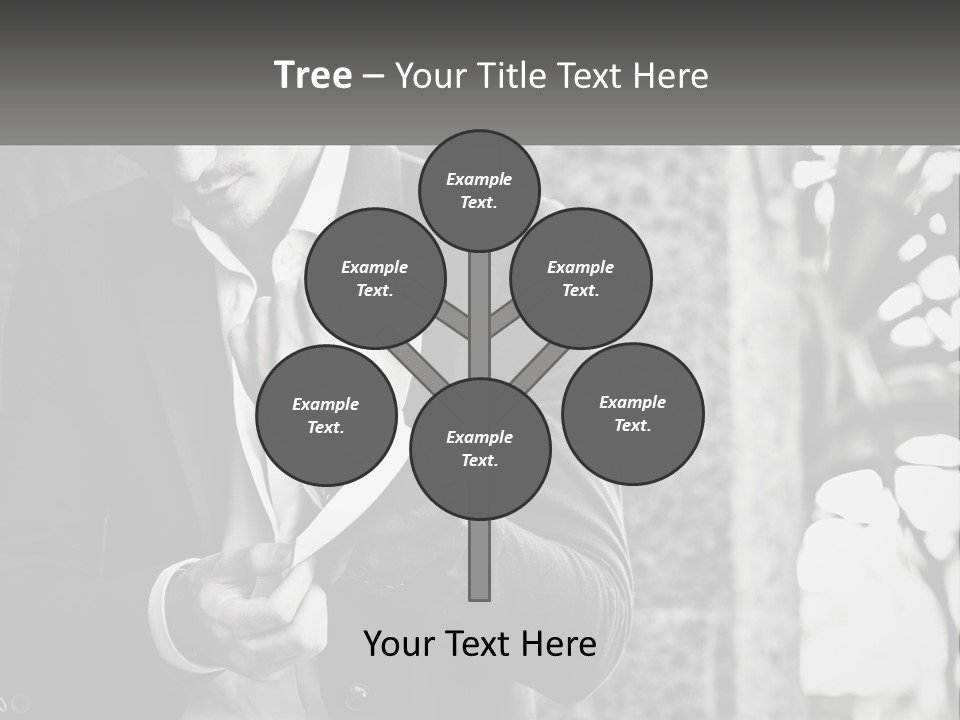 A Man In A Suit Is Holding A Pair Of Scissors PowerPoint Template