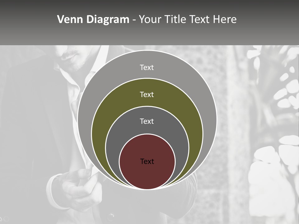 A Man In A Suit Is Holding A Pair Of Scissors PowerPoint Template