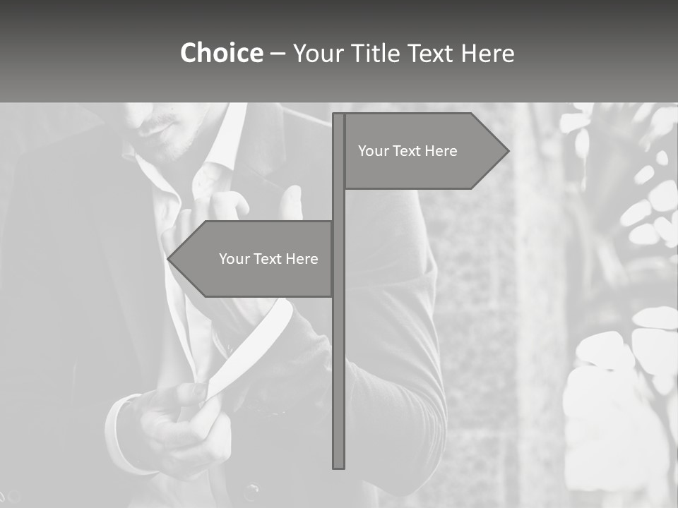 A Man In A Suit Is Holding A Pair Of Scissors PowerPoint Template