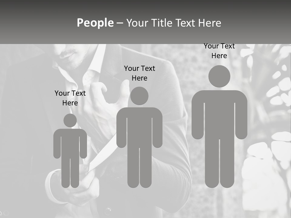 A Man In A Suit Is Holding A Pair Of Scissors PowerPoint Template