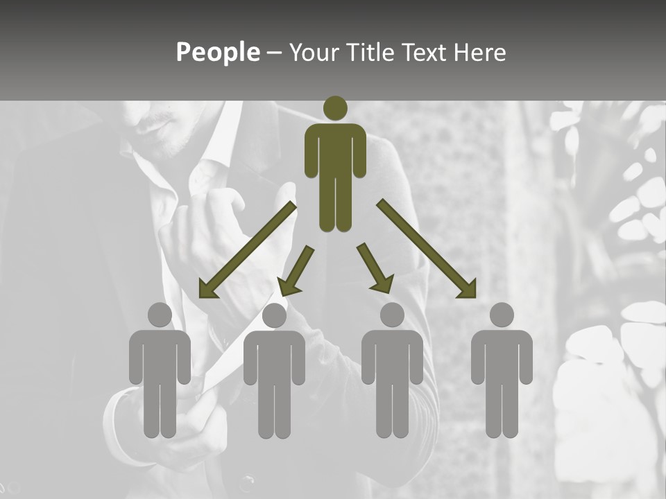 A Man In A Suit Is Holding A Pair Of Scissors PowerPoint Template