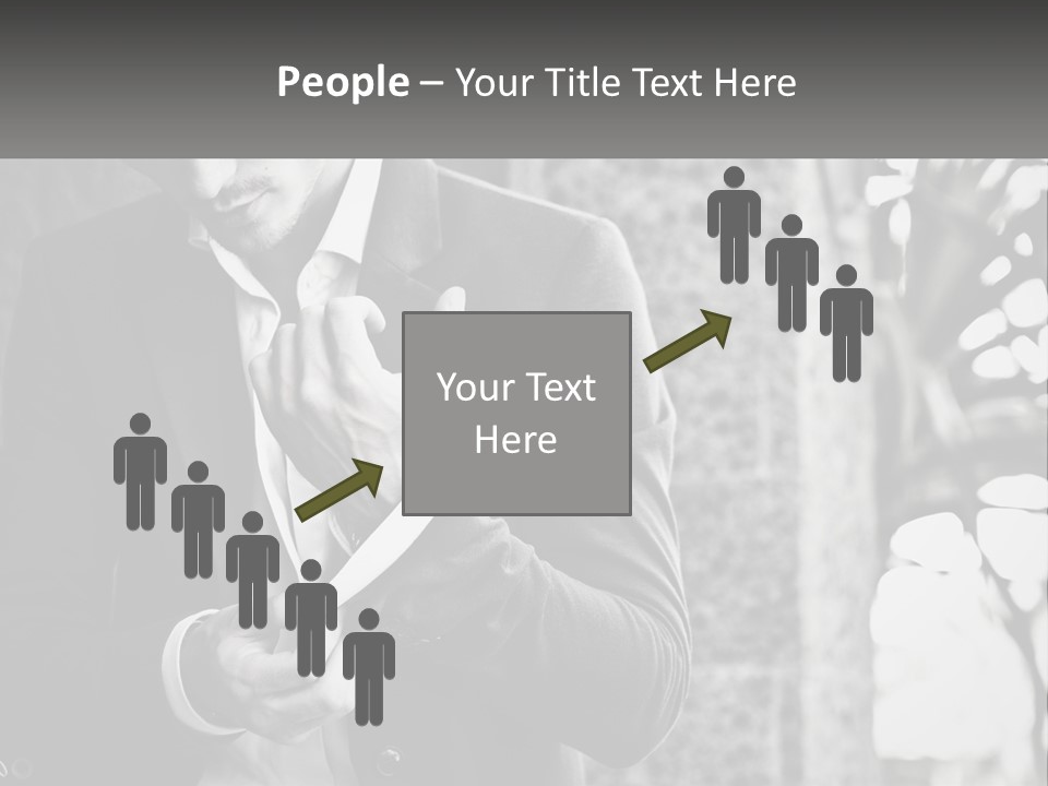 A Man In A Suit Is Holding A Pair Of Scissors PowerPoint Template