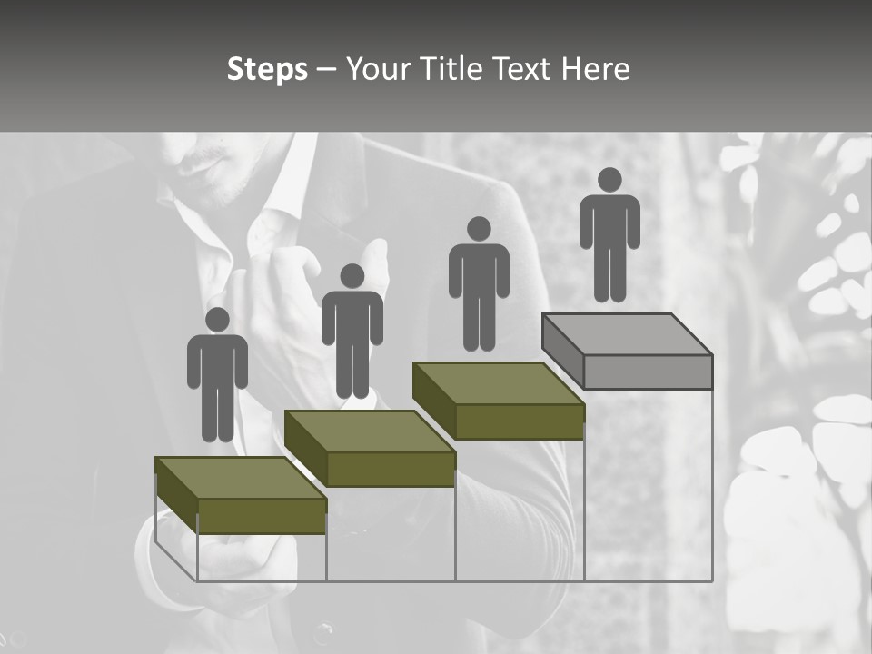 A Man In A Suit Is Holding A Pair Of Scissors PowerPoint Template