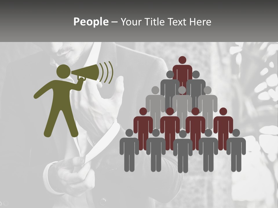 A Man In A Suit Is Holding A Pair Of Scissors PowerPoint Template