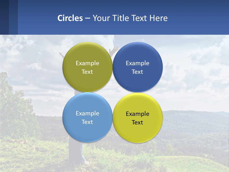 A Woman Standing On Top Of A Hill With Her Arms Outstretched PowerPoint Template