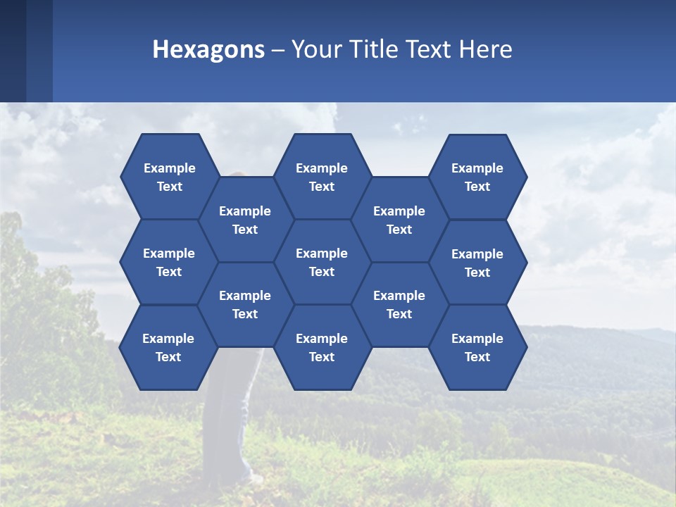 A Woman Standing On Top Of A Hill With Her Arms Outstretched PowerPoint Template