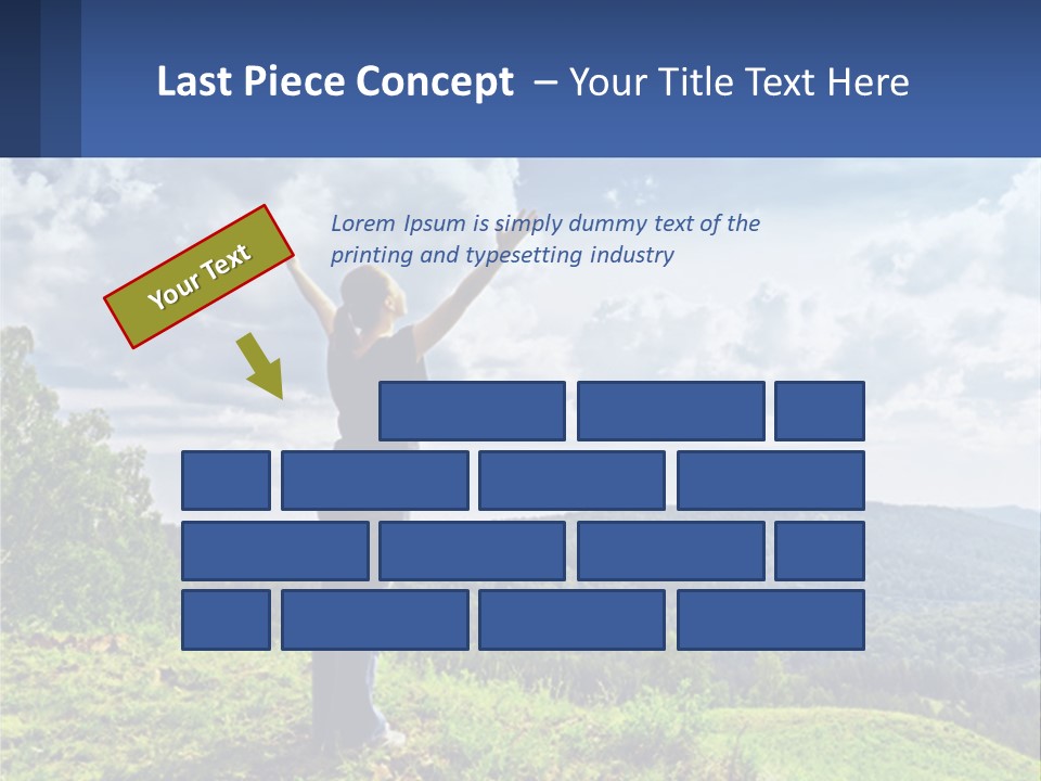 A Woman Standing On Top Of A Hill With Her Arms Outstretched PowerPoint Template