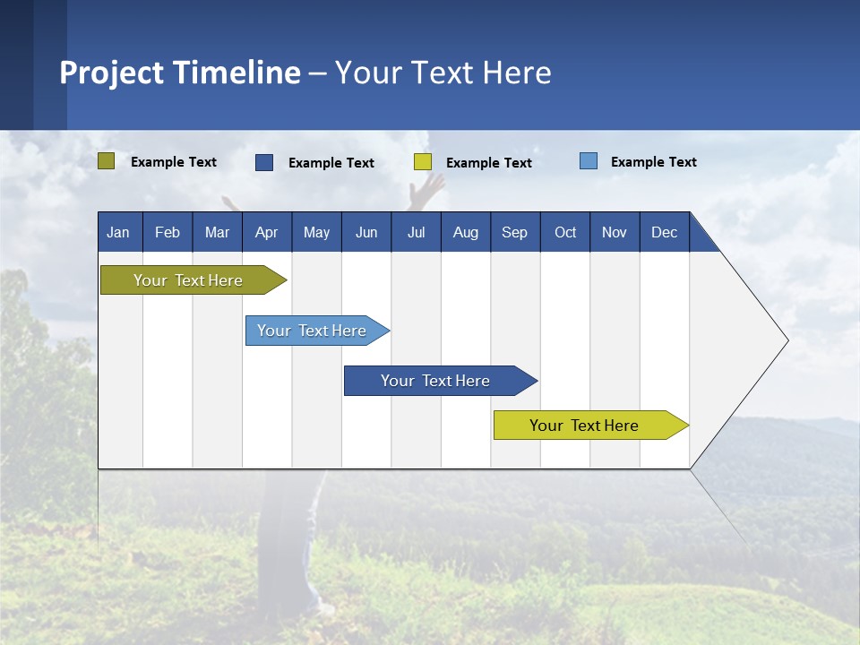 A Woman Standing On Top Of A Hill With Her Arms Outstretched PowerPoint Template