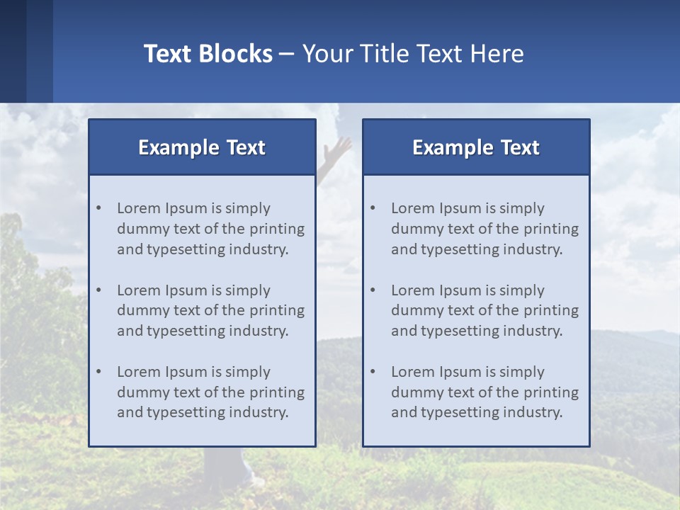 A Woman Standing On Top Of A Hill With Her Arms Outstretched PowerPoint Template