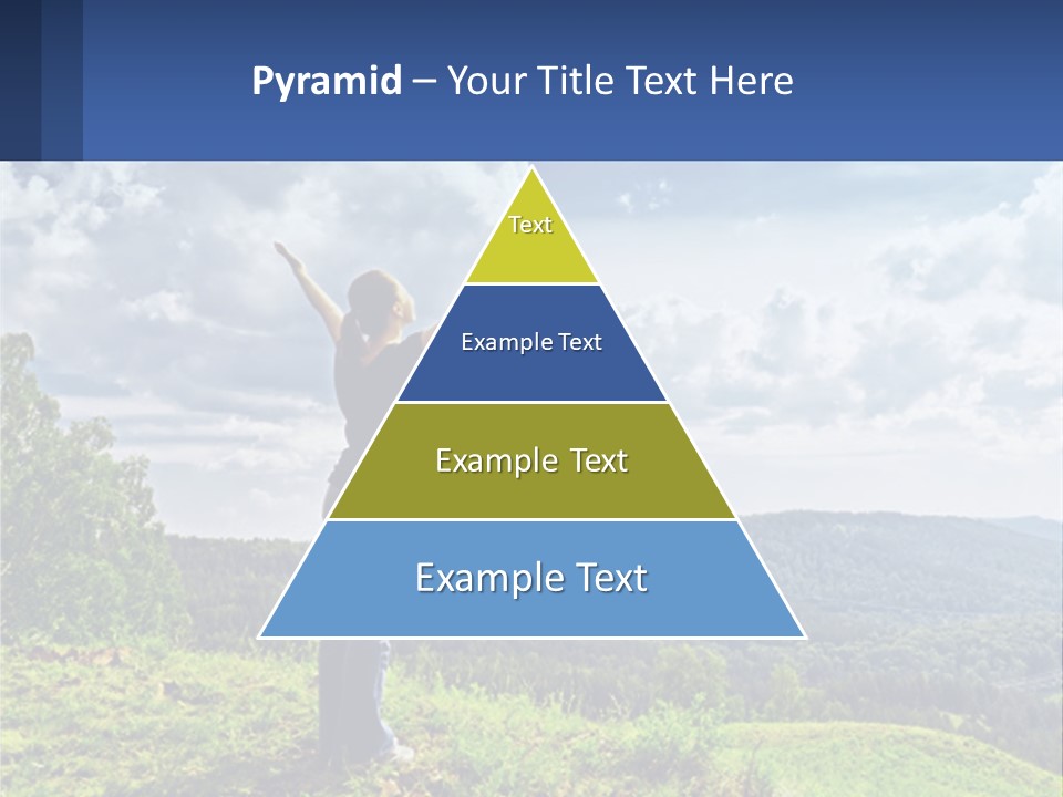 A Woman Standing On Top Of A Hill With Her Arms Outstretched PowerPoint Template