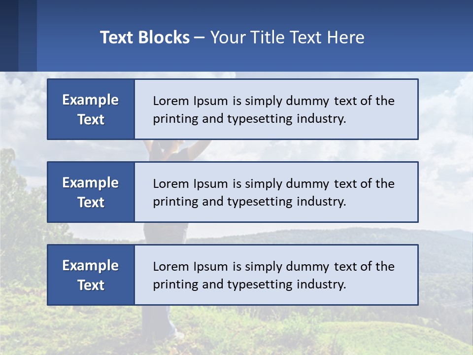 A Woman Standing On Top Of A Hill With Her Arms Outstretched PowerPoint Template