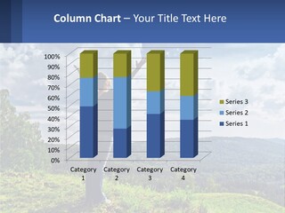 A Woman Standing On Top Of A Hill With Her Arms Outstretched PowerPoint Template