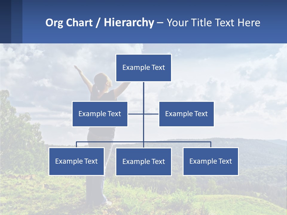 A Woman Standing On Top Of A Hill With Her Arms Outstretched PowerPoint Template
