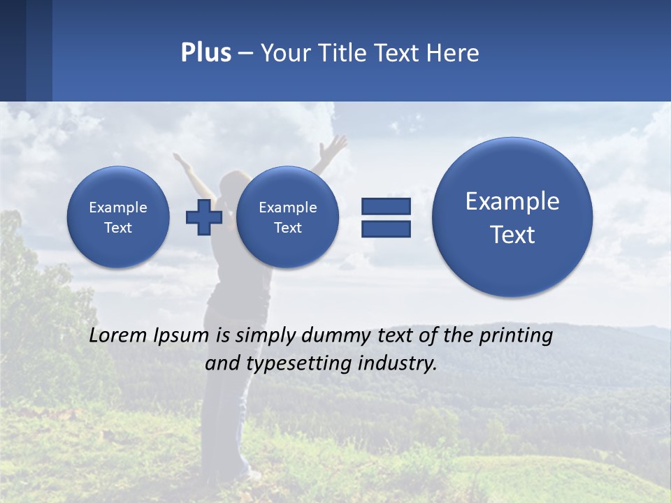 A Woman Standing On Top Of A Hill With Her Arms Outstretched PowerPoint Template