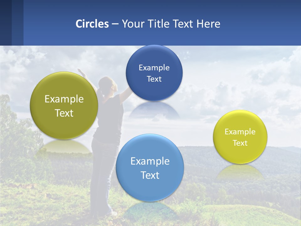 A Woman Standing On Top Of A Hill With Her Arms Outstretched PowerPoint Template