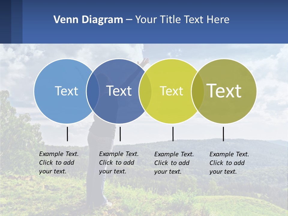 A Woman Standing On Top Of A Hill With Her Arms Outstretched PowerPoint Template