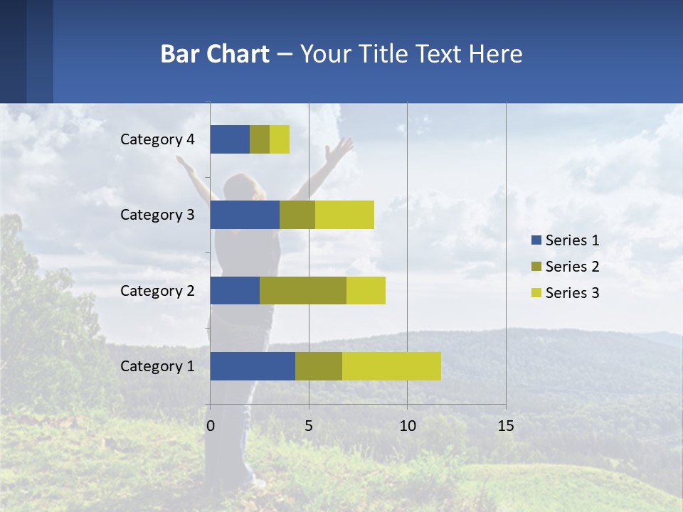 A Woman Standing On Top Of A Hill With Her Arms Outstretched PowerPoint Template