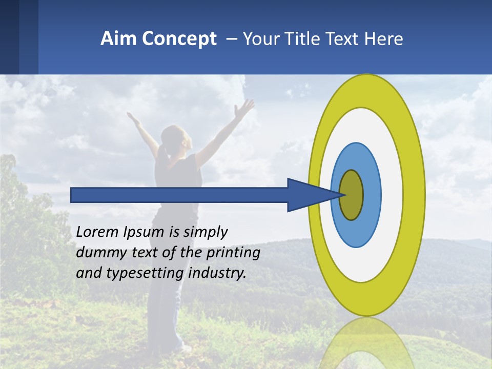 A Woman Standing On Top Of A Hill With Her Arms Outstretched PowerPoint Template