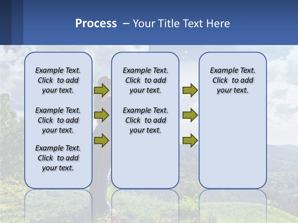 A Woman Standing On Top Of A Hill With Her Arms Outstretched PowerPoint Template