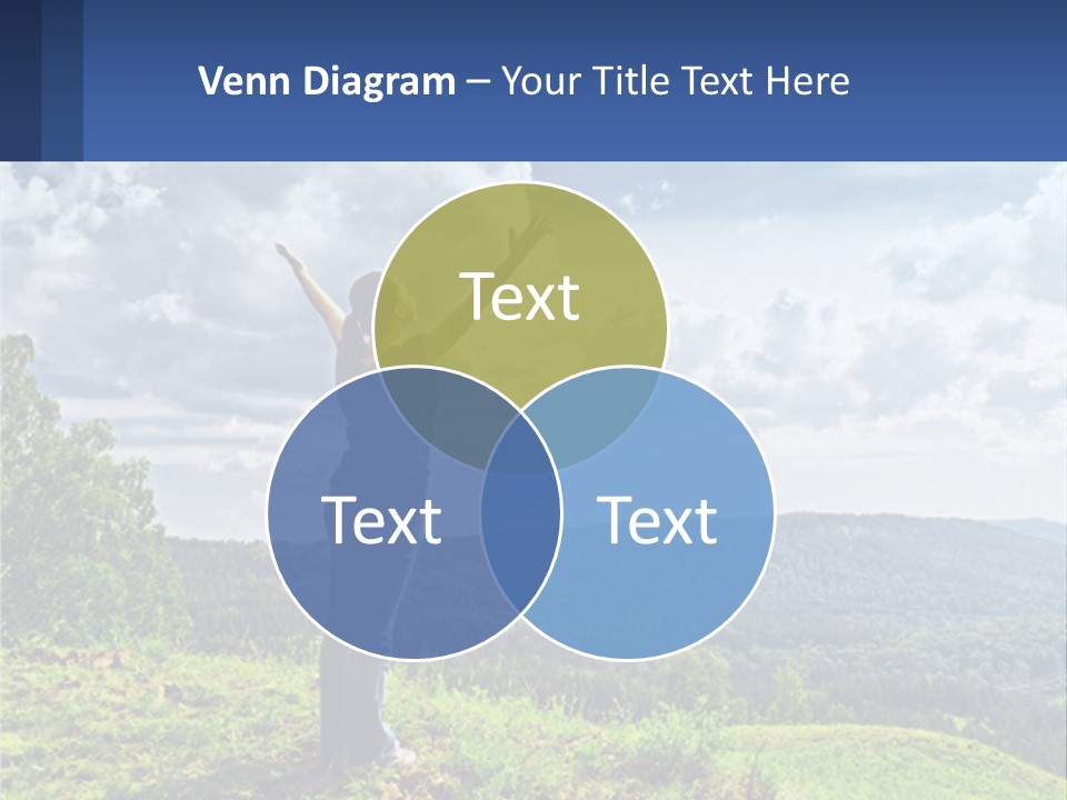 A Woman Standing On Top Of A Hill With Her Arms Outstretched PowerPoint Template