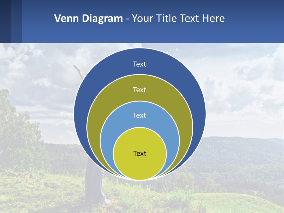 A Woman Standing On Top Of A Hill With Her Arms Outstretched PowerPoint Template