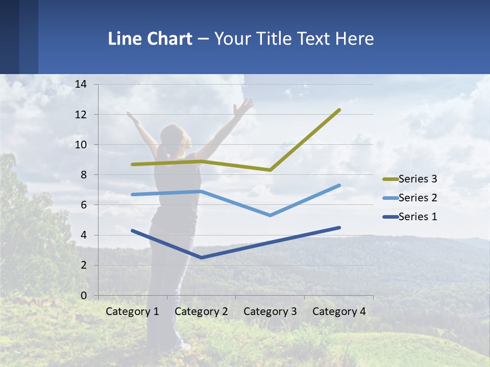 A Woman Standing On Top Of A Hill With Her Arms Outstretched PowerPoint Template